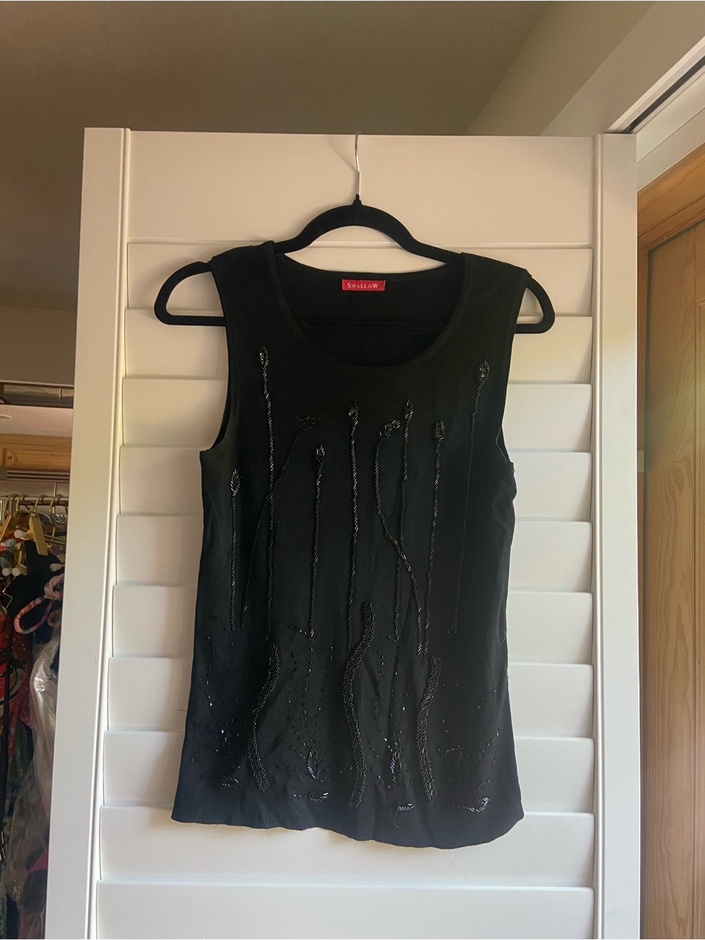 Black Beaded Short Sleeve Tee